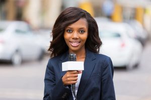 Female reporter on local news